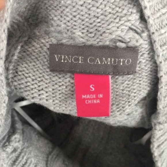 Vince Camuto Cable Stitch 3/4 Sleeve Mock Neck Relaxed Fit Mixed Knit Sweater - Picture 11 of 12